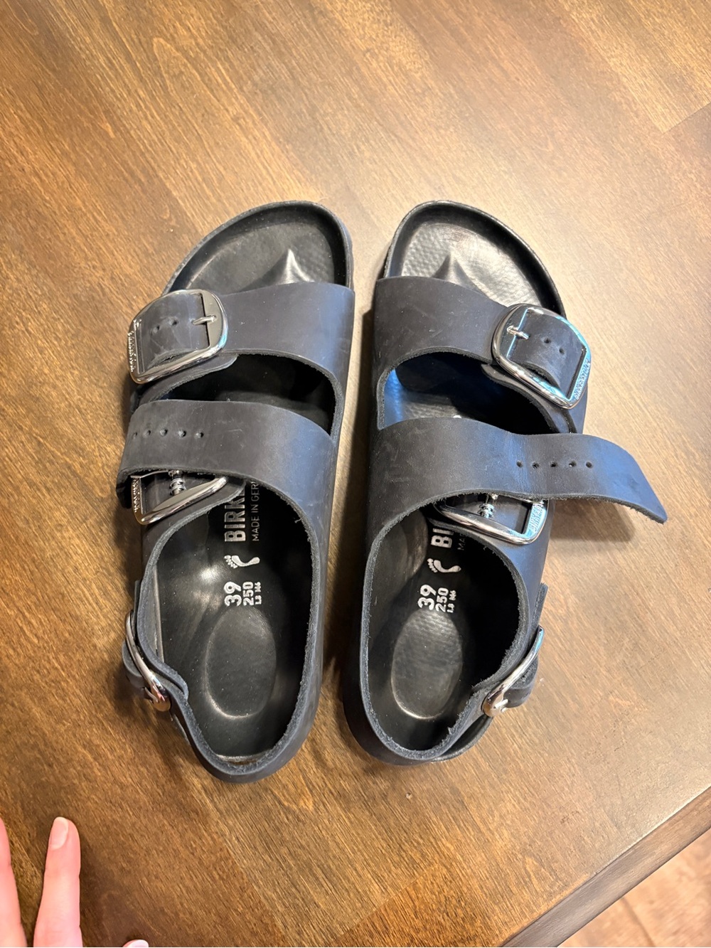 Birkenstock Milano sling back Black silver buckle Two-Strap Adjustable Sandals